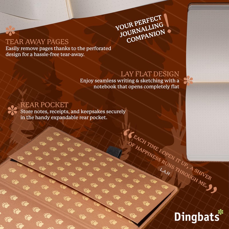 Dingbats* Notebooks Dingbats* Wildlife Dotted Writing Journal Notebook A5 - Vegan Leather Hardcover - Ideal for Work, Travel - Pocket, Elastic Closure, & Bookmark - Image 5